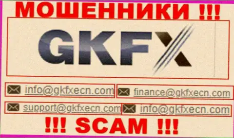 В контактной информации, на веб-сайте мошенников GKFXECN, расположена эта электронная почта