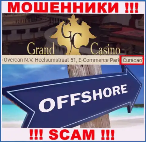 С конторой Grand Casino иметь дело ДОВОЛЬНО РИСКОВАННО - прячутся в офшорной зоне на территории - Кюрасао