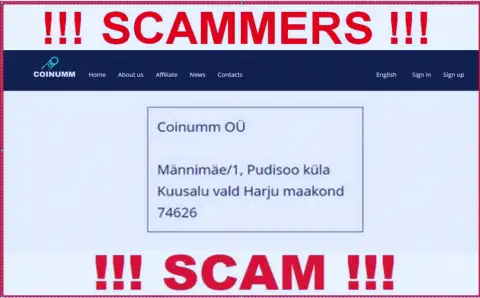 Coinumm Com scammers company address