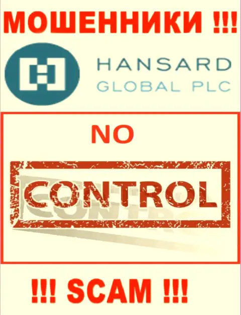 На web-сайте обманщиков Hansard не имеется ни слова о регуляторе компании