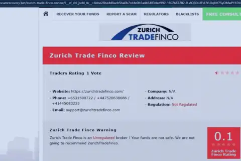 Детальный обзор ZurichTradeFinco Com, достоверные отзывы реальных клиентов и доказательства махинаций