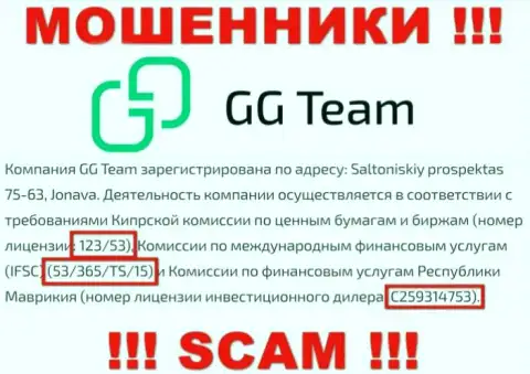 Весьма опасно верить организации GG Team, хоть на web-ресурсе и приведен ее номер лицензии