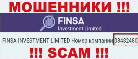 Как указано на информационном портале шулеров FinsaInvestment Limited: 08482480 - это их номер регистрации