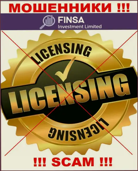 Отсутствие лицензии у организации Finsa говорит только лишь об одном - это наглые махинаторы