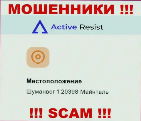 Адрес регистрации Active Resist на официальном портале фиктивный !!! Будьте осторожны !