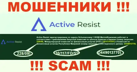 Взаимодействовать с конторой Active Resist НЕЛЬЗЯ, несмотря на предоставленную лицензию на их интернет-сервисе