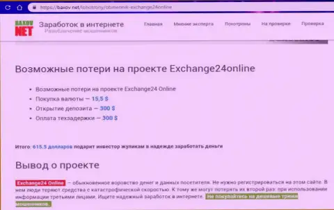 Exchange24Online Com - это кидалы, прикарманивают денежные активы у клиентов