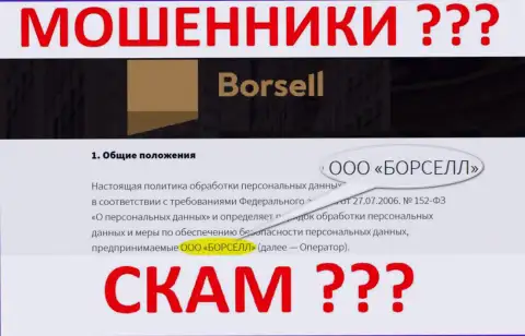 ООО БОРСЕЛЛ - это контора, управляющая internet мошенниками Borsell